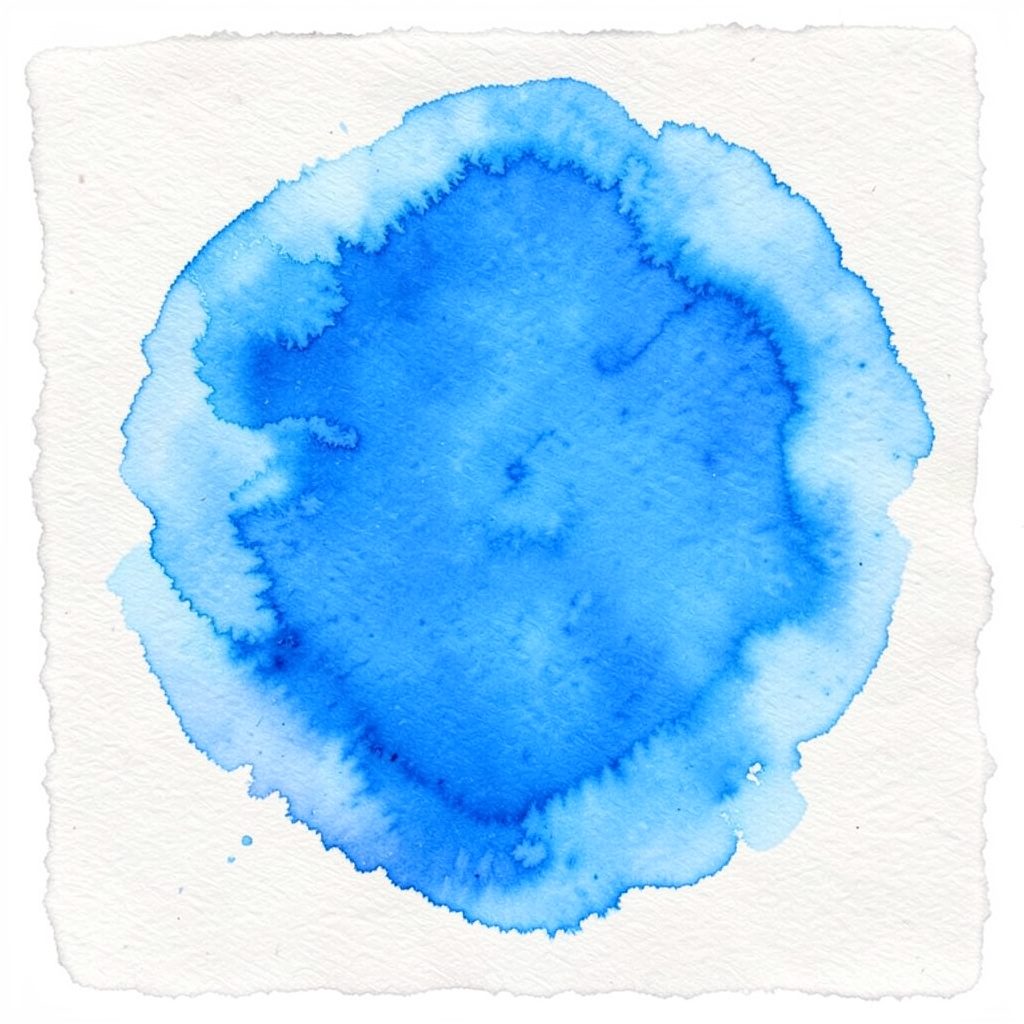 Aquarel·la panoràmica del Delta de l'Ebre al capvespre amb tons blaus i daurats